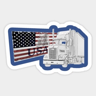 American Flag with truck Sticker